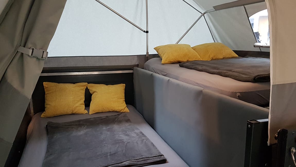 Blick in das Innere vom Faltcaravan