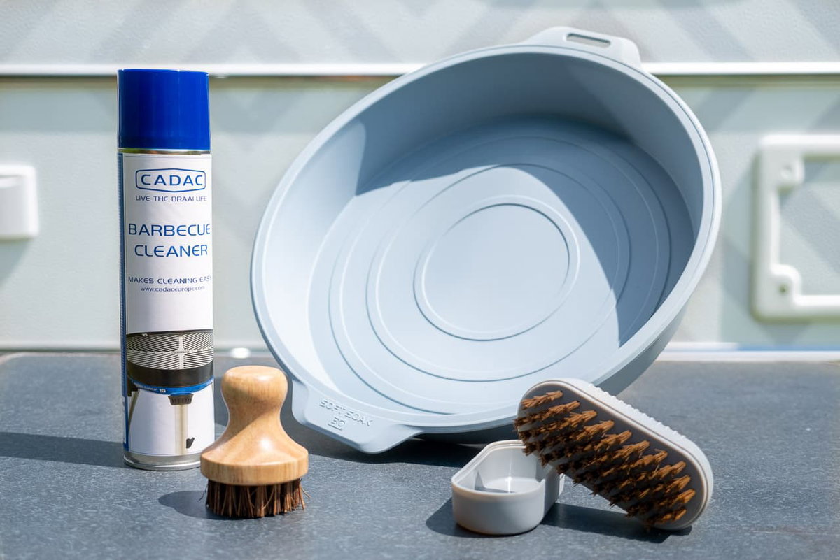 CADAC grill cleaner and tools for cleaning the non-stick surfaces