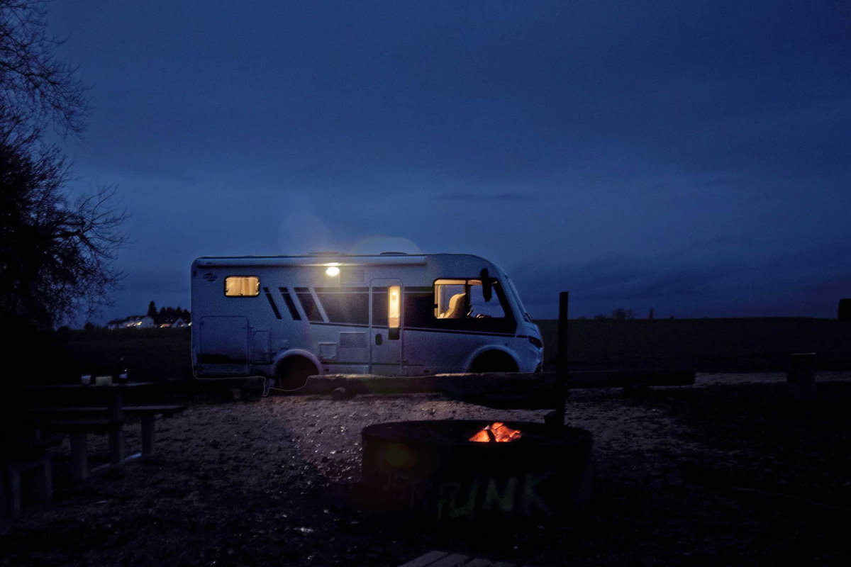 Motorhome at night