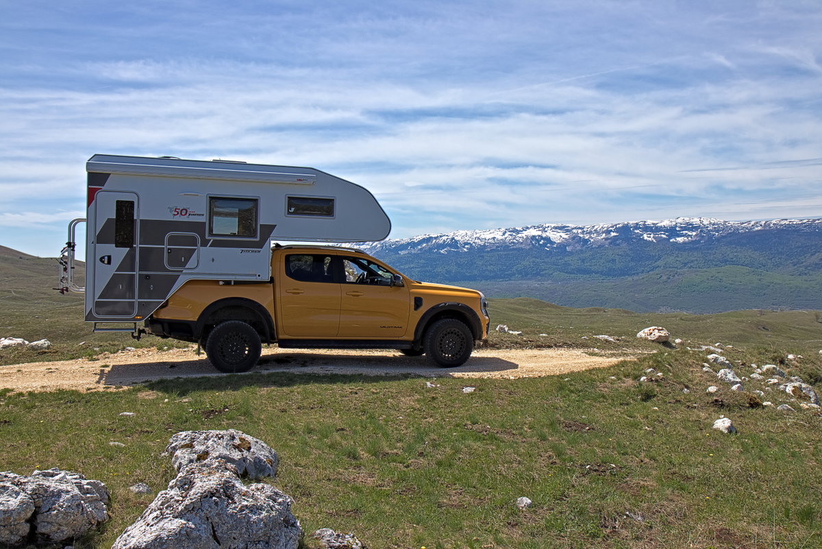 A classic hardwall camper, this one from Tischer